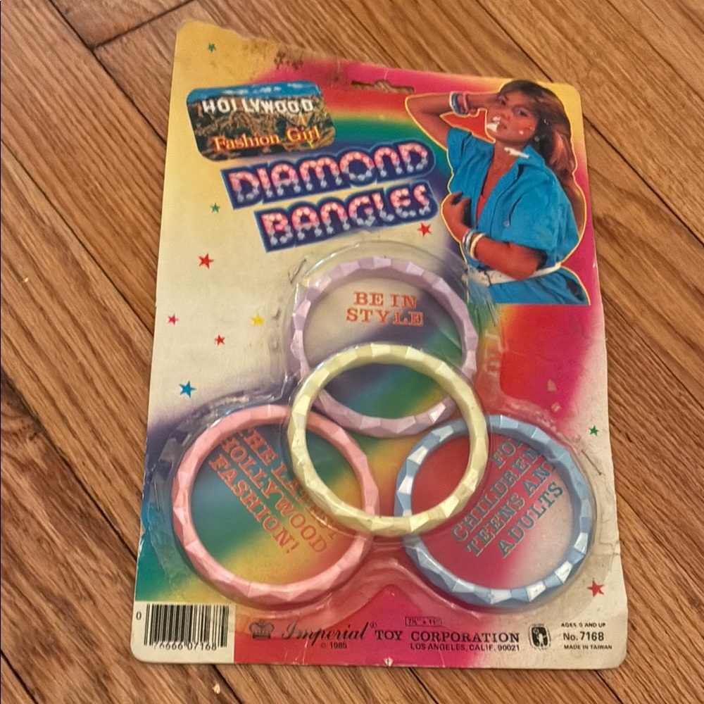 Vintage 1985 Diamond Bangles Set - Multicolor Fashion Girl Age 6+